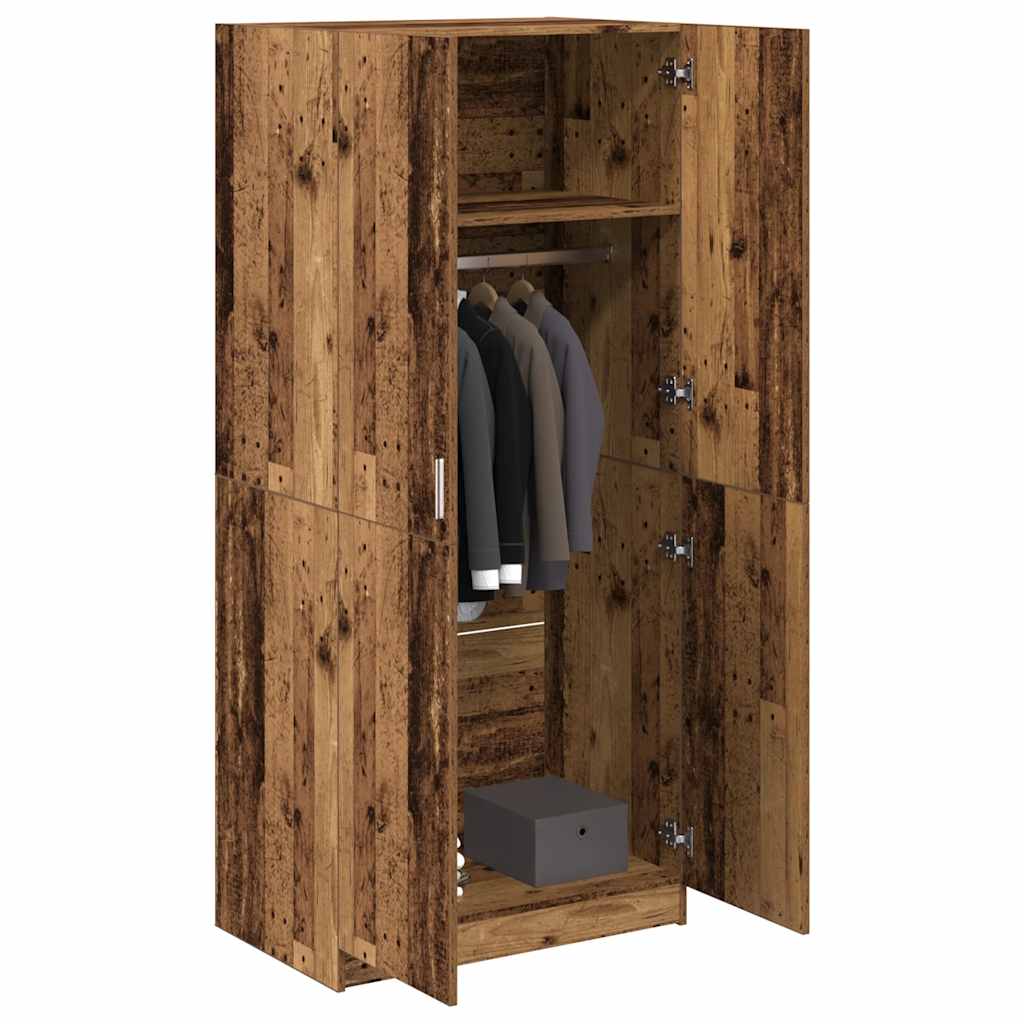 vidaXL Szafa, stare drewno, 80x52x180 cm, materiał drewnopochodny