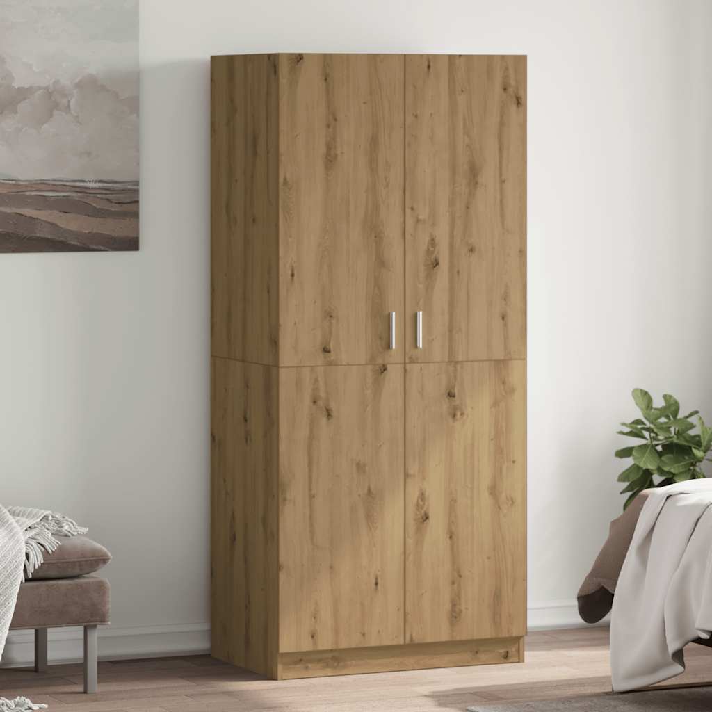 vidaXL Szafa, dąb artisan, 80x52x180 cm, materiał drewnopochodny