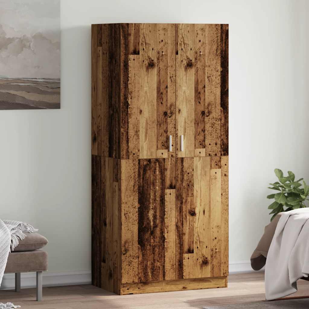 vidaXL Szafa, stare drewno, 90x52x200 cm, materiał drewnopochodny
