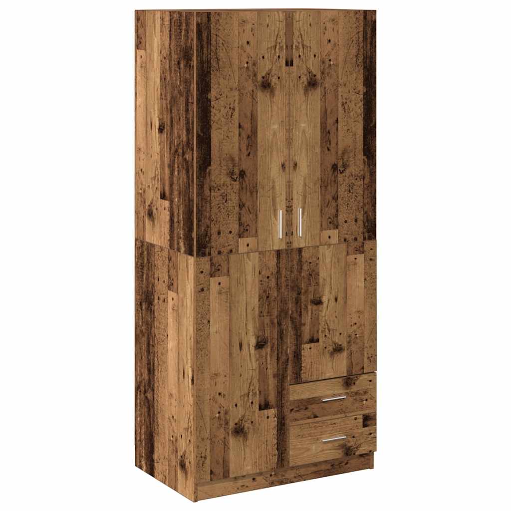 vidaXL Szafa, stare drewno, 80x52x180 cm, materiał drewnopochodny