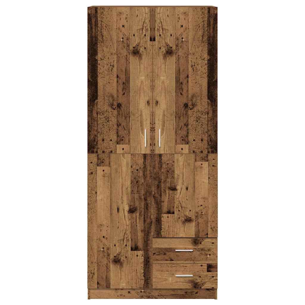 vidaXL Szafa, stare drewno, 80x52x180 cm, materiał drewnopochodny