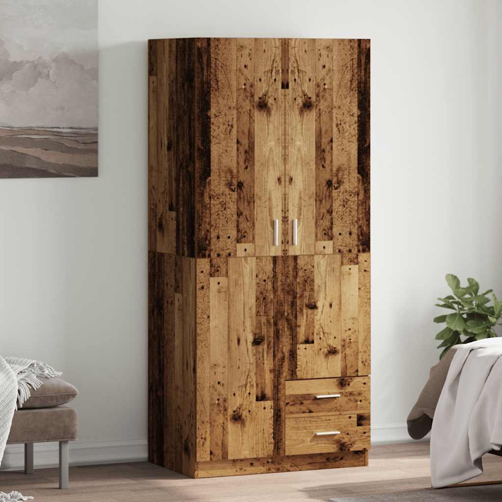 vidaXL Szafa, stare drewno, 80x52x180 cm, materiał drewnopochodny