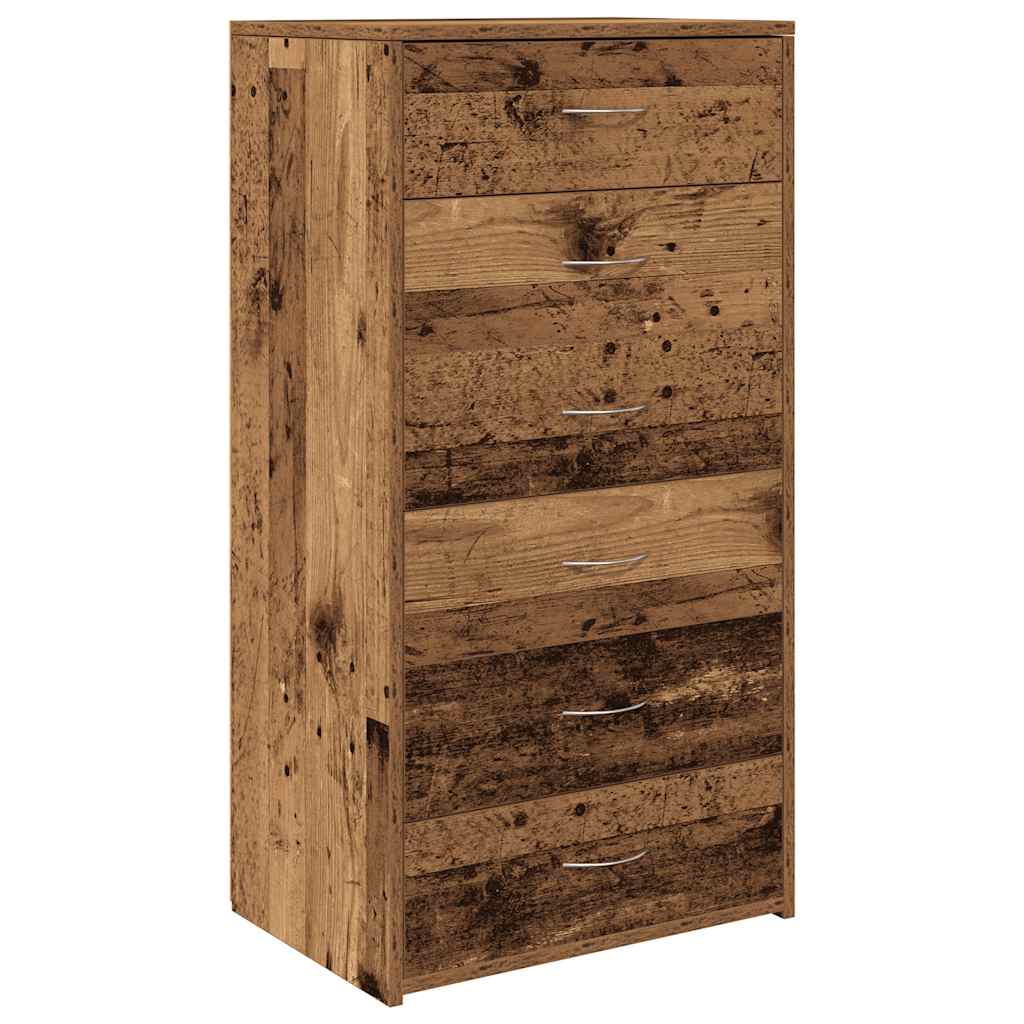 vidaXL Komoda z 6 szufladami, stare drewno, 50x34x96 cm