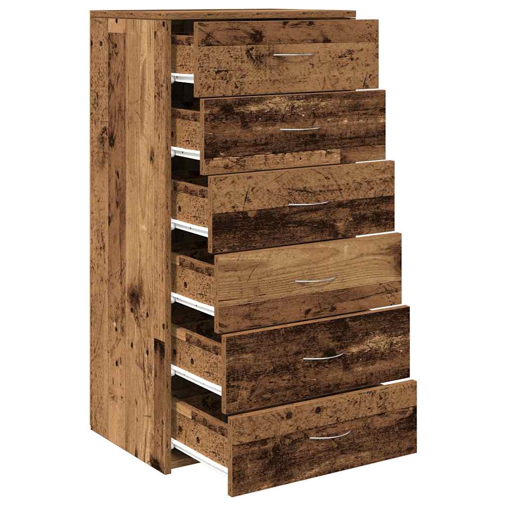 vidaXL Komoda z 6 szufladami, stare drewno, 50x34x96 cm