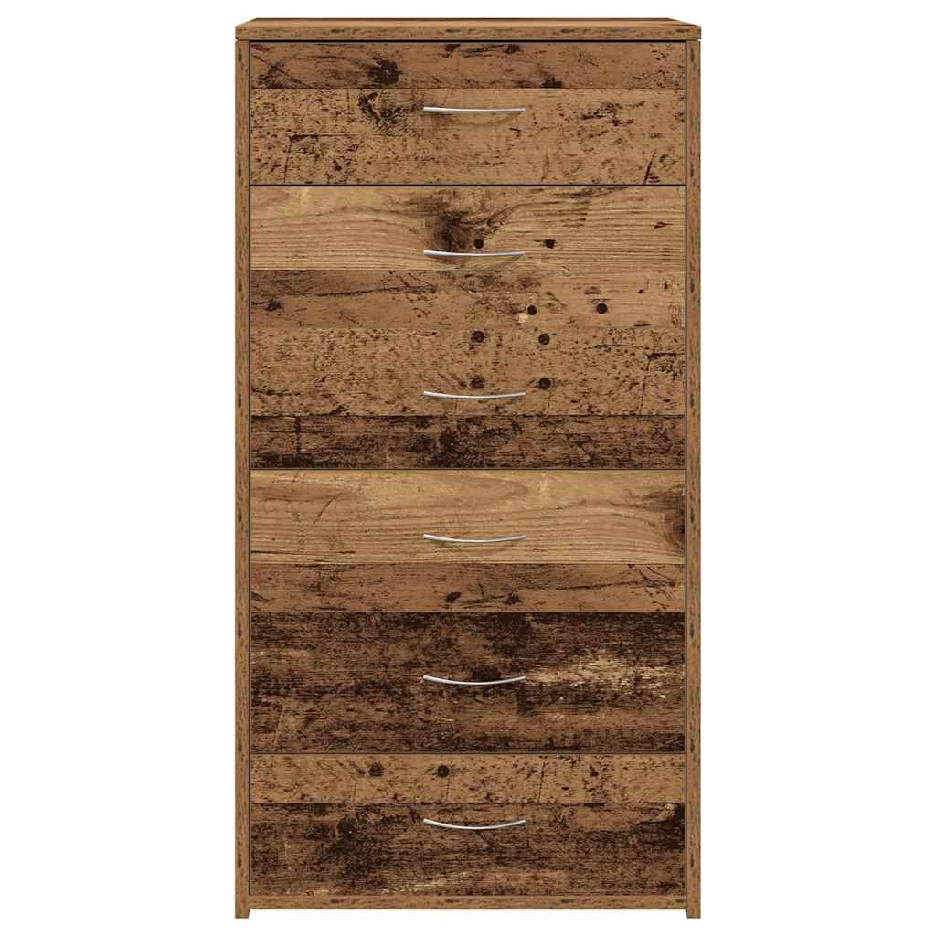 vidaXL Komoda z 6 szufladami, stare drewno, 50x34x96 cm