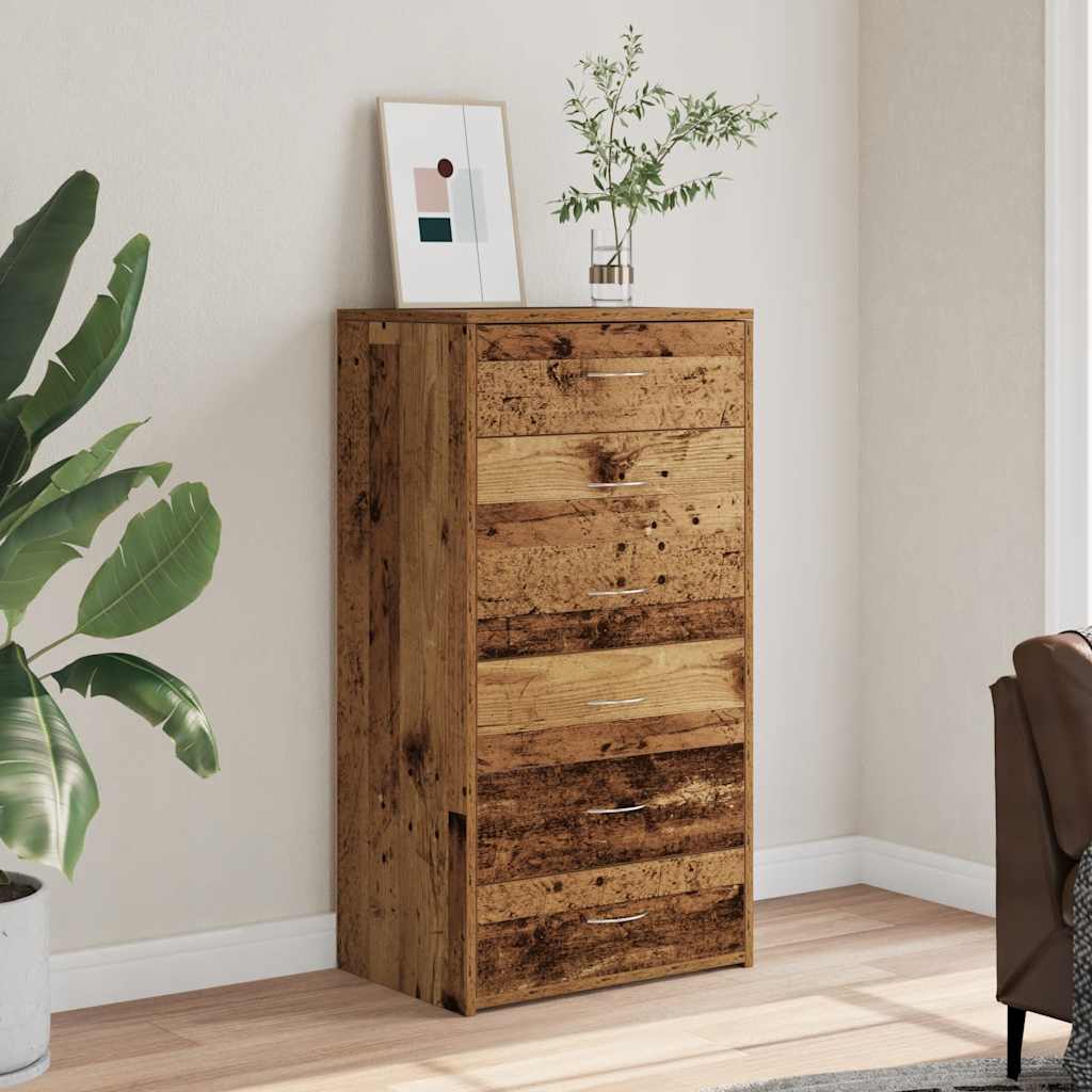vidaXL Komoda z 6 szufladami, stare drewno, 50x34x96 cm