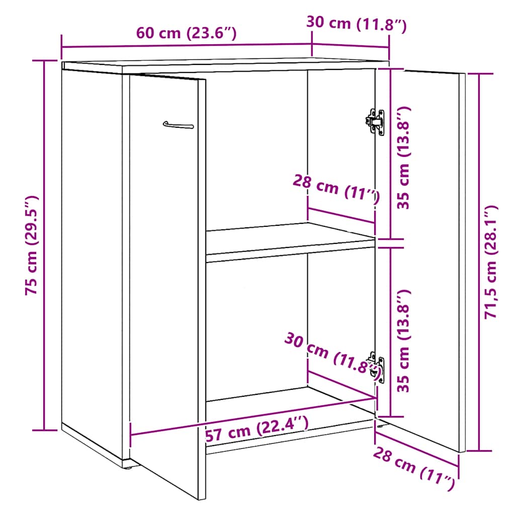 vidaXL Szafka, stare drewno, 60x30x75 cm, materiał drewnopochodny