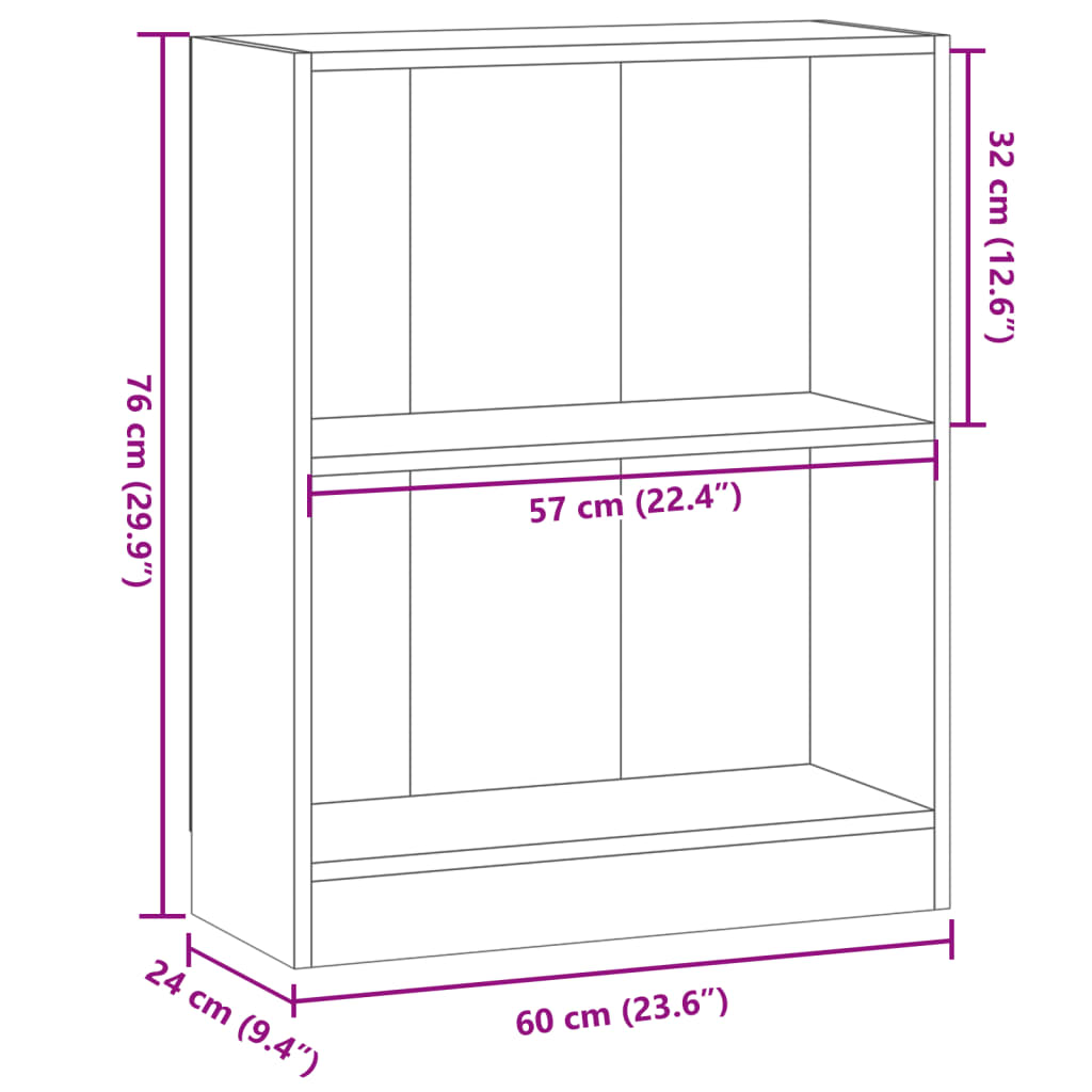 vidaXL Regał, stare drewno, 60x24x76 cm, materiał drewnopochodny