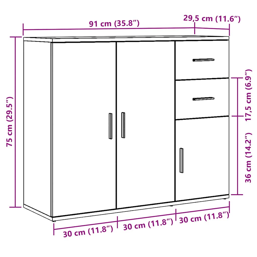 vidaXL Szafka, stare drewno, 91x29,5x75 cm, materiał drewnopochodny