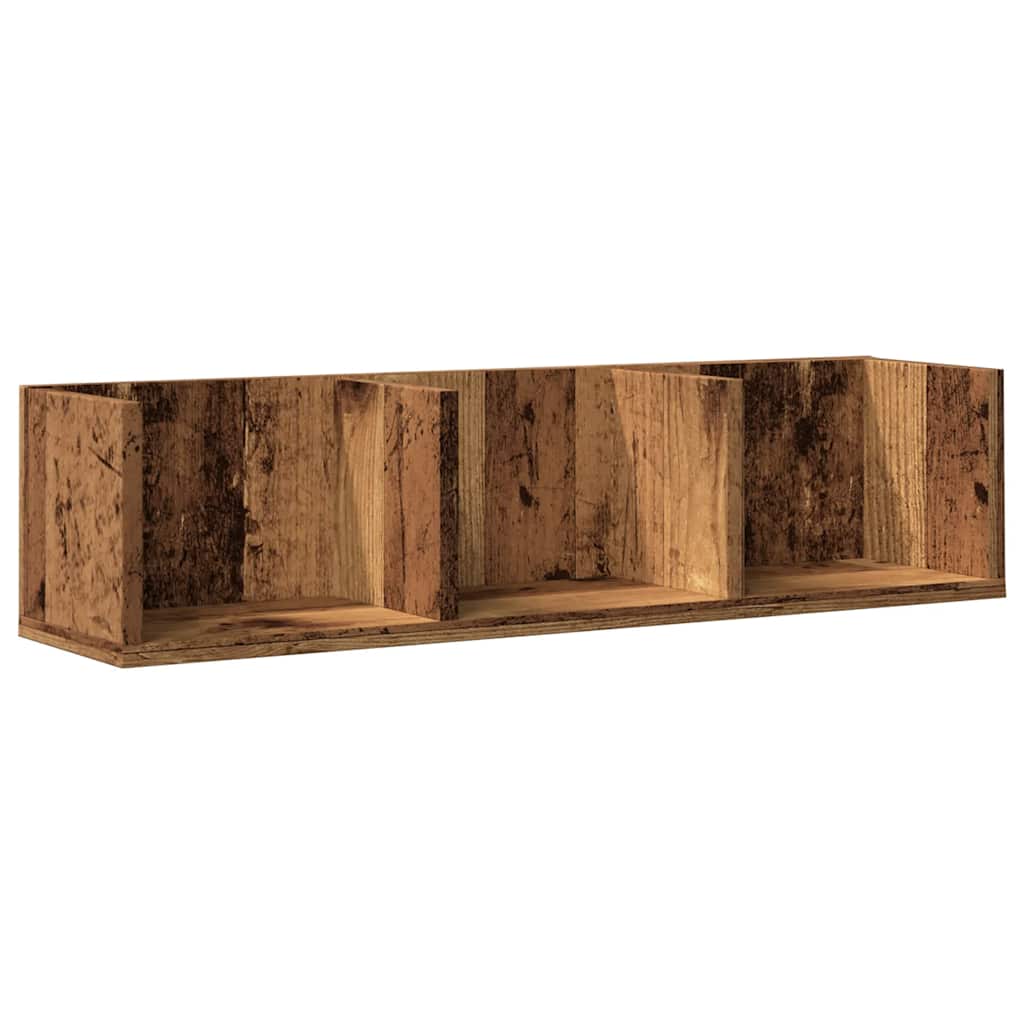 vidaXL Półka ścienna na płyty CD, stare drewno, 75x18x18 cm