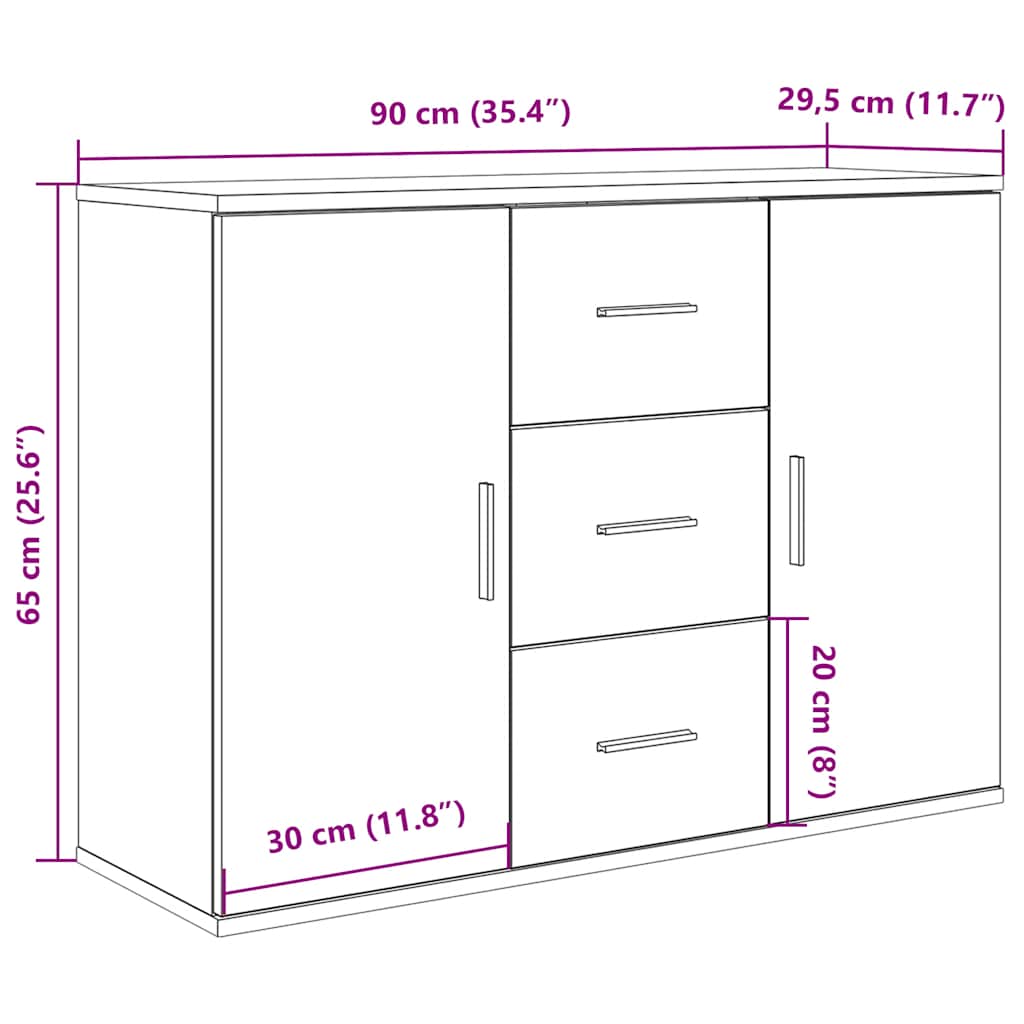 vidaXL Szafka, stare drewno, 90x29,5x65 cm, materiał drewnopochodny
