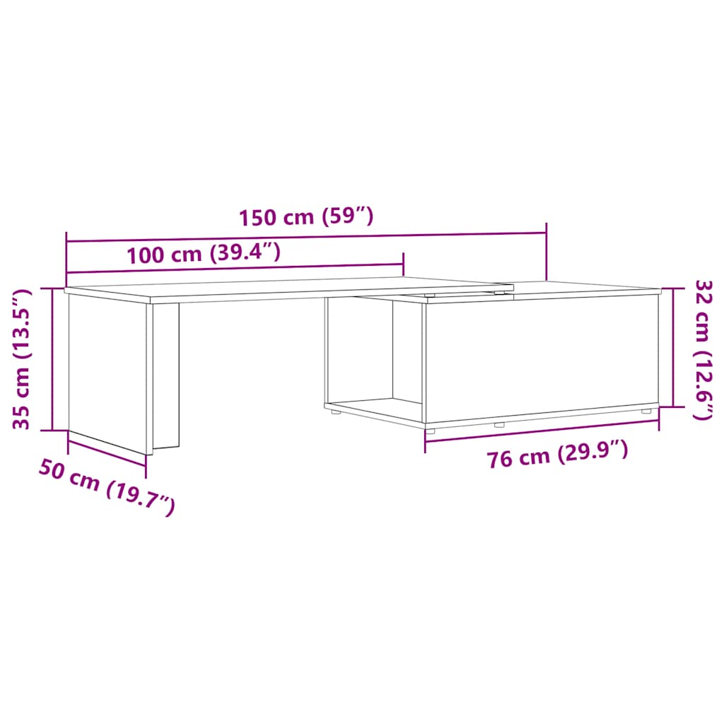 vidaXL Stolik kawowy, stare drewno, 150x50x35 cm