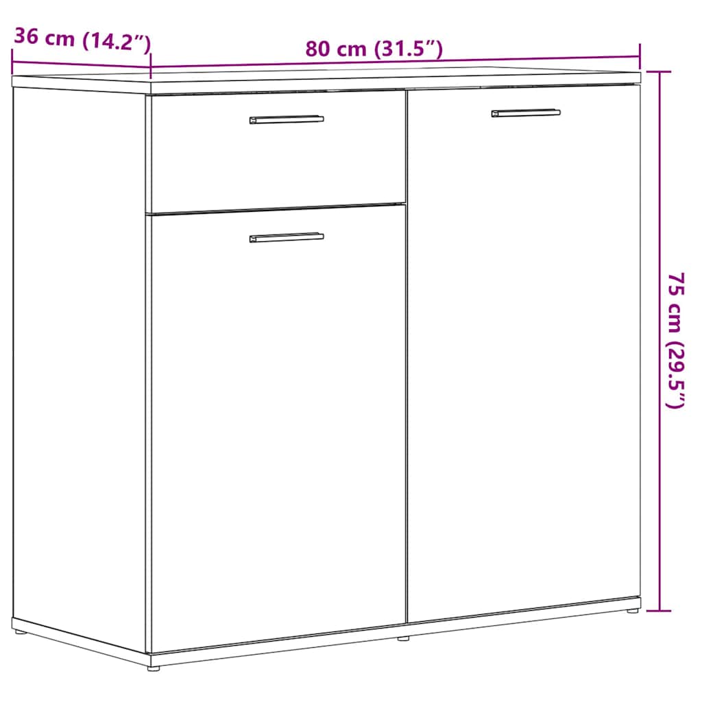 vidaXL Szafka, stare drewno, 80x36x75 cm, materiał drewnopochodny