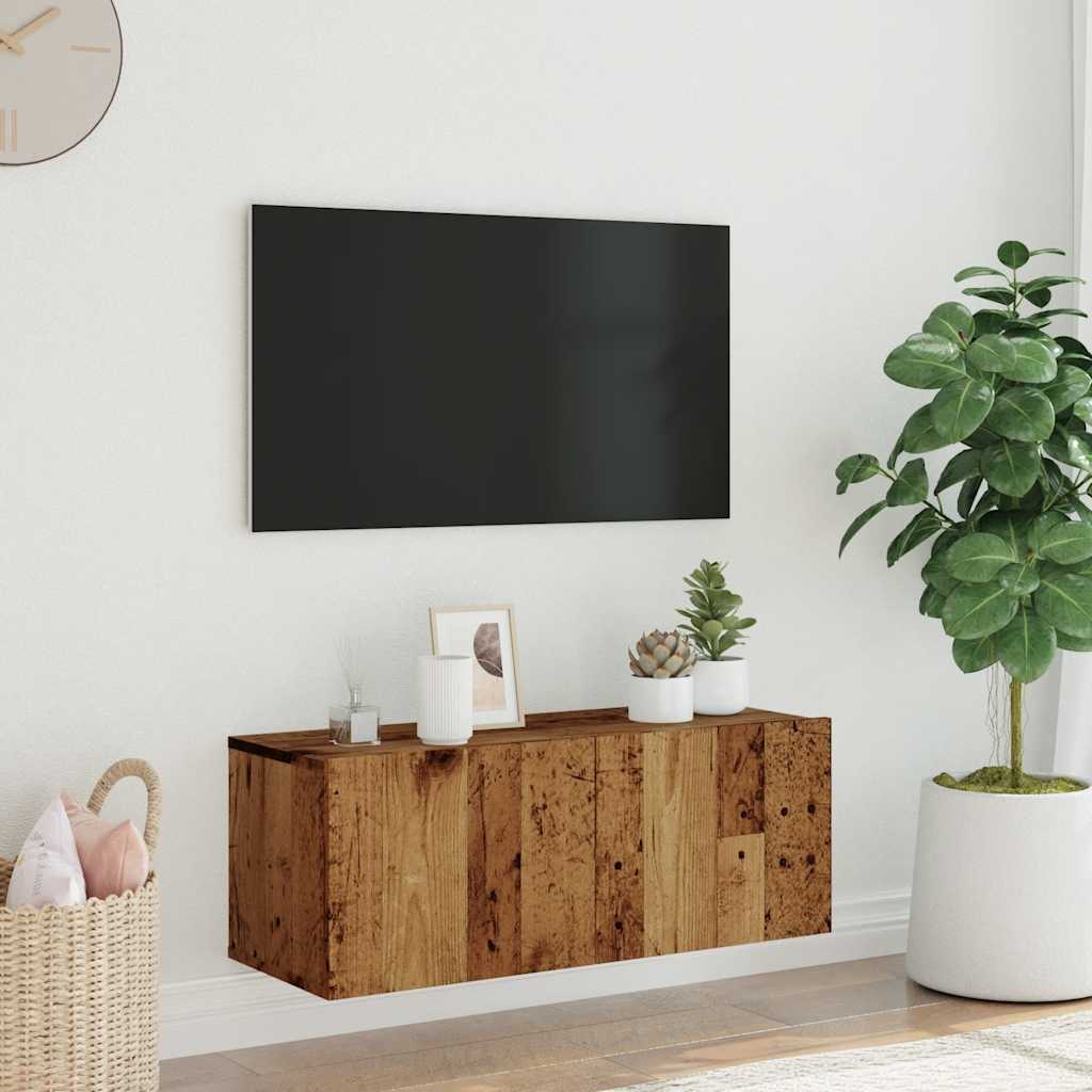vidaXL Ścienna szafka TV, stare drewno, 80x30x30 cm