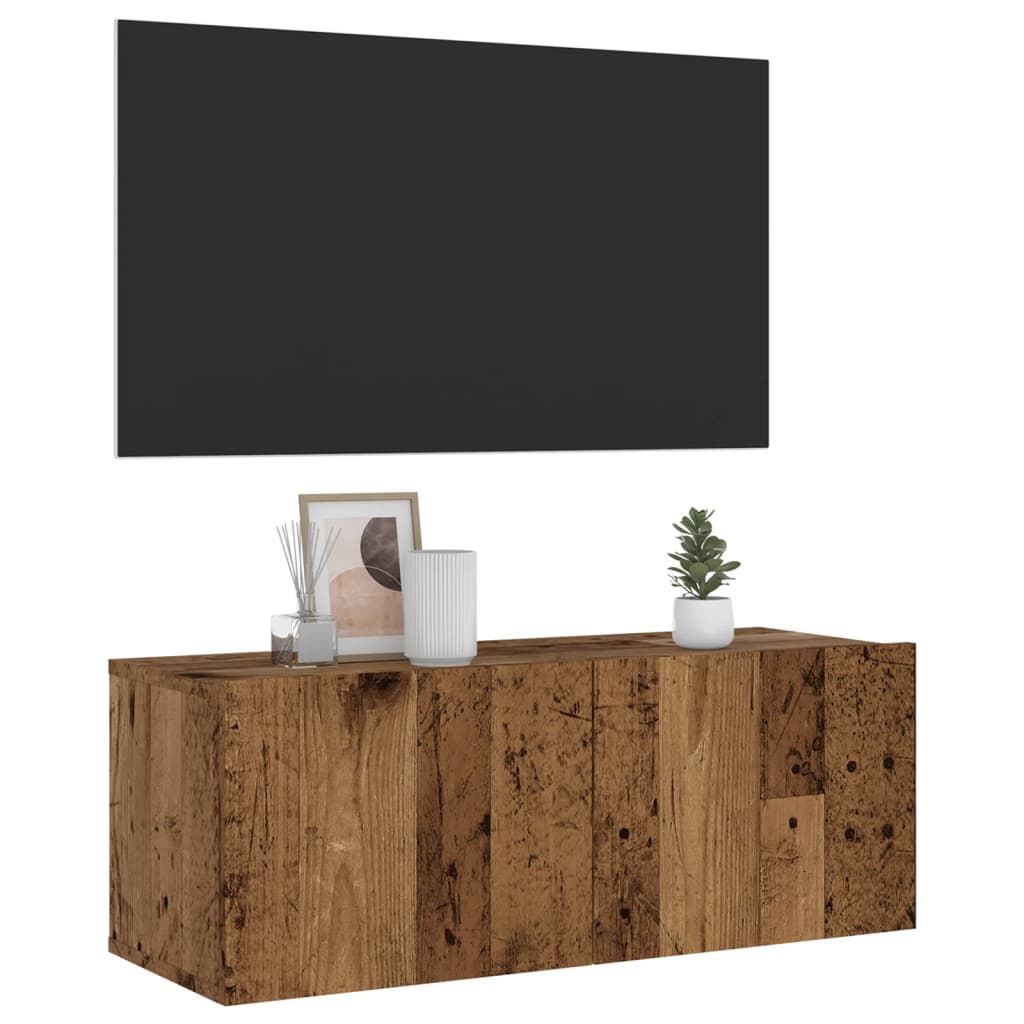 vidaXL Ścienna szafka TV, stare drewno, 80x30x30 cm