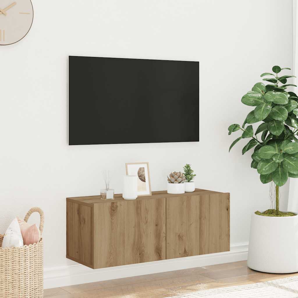 vidaXL Ścienna szafka TV, dąb artisan, 80x30x30 cm