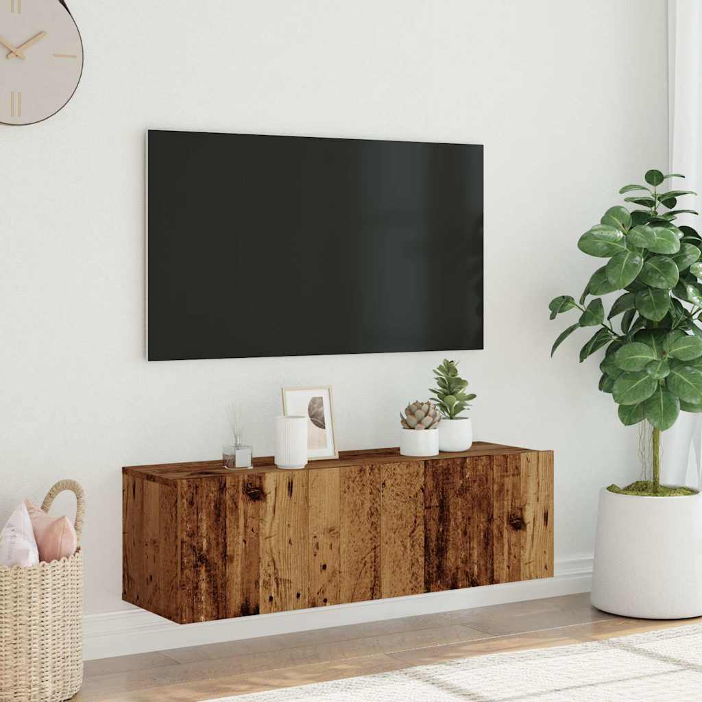 vidaXL Ścienna szafka TV, stare drewno, 100x30x30 cm