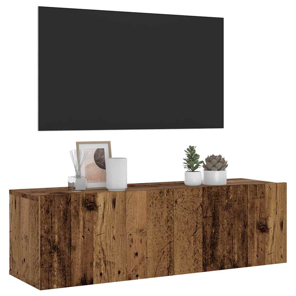 vidaXL Ścienna szafka TV, stare drewno, 100x30x30 cm
