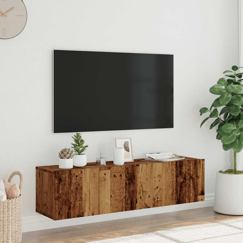 vidaXL Ścienna szafka TV, stare drewno, 120x30x30 cm