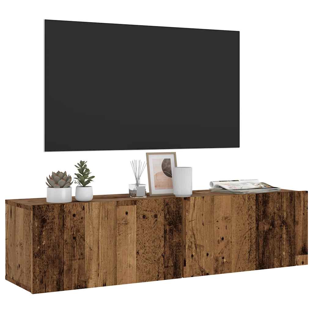 vidaXL Ścienna szafka TV, stare drewno, 120x30x30 cm