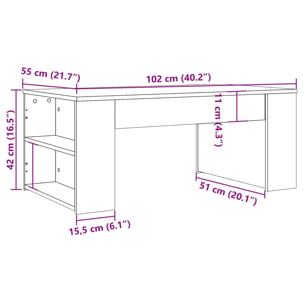 vidaXL Stolik kawowy, stare drewno, 102x55x42 cm