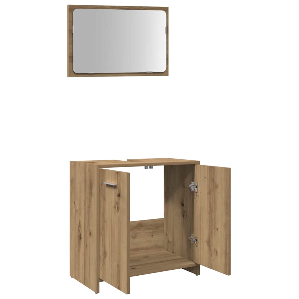 vidaXL Szafka łazienkowa z lustrem, dąb artisan