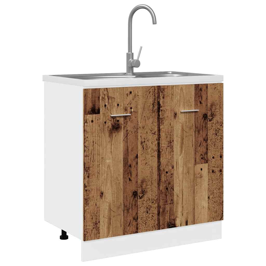 vidaXL Szafka pod zlew, "Lyon", stare drewno, 80x46x81,5 cm