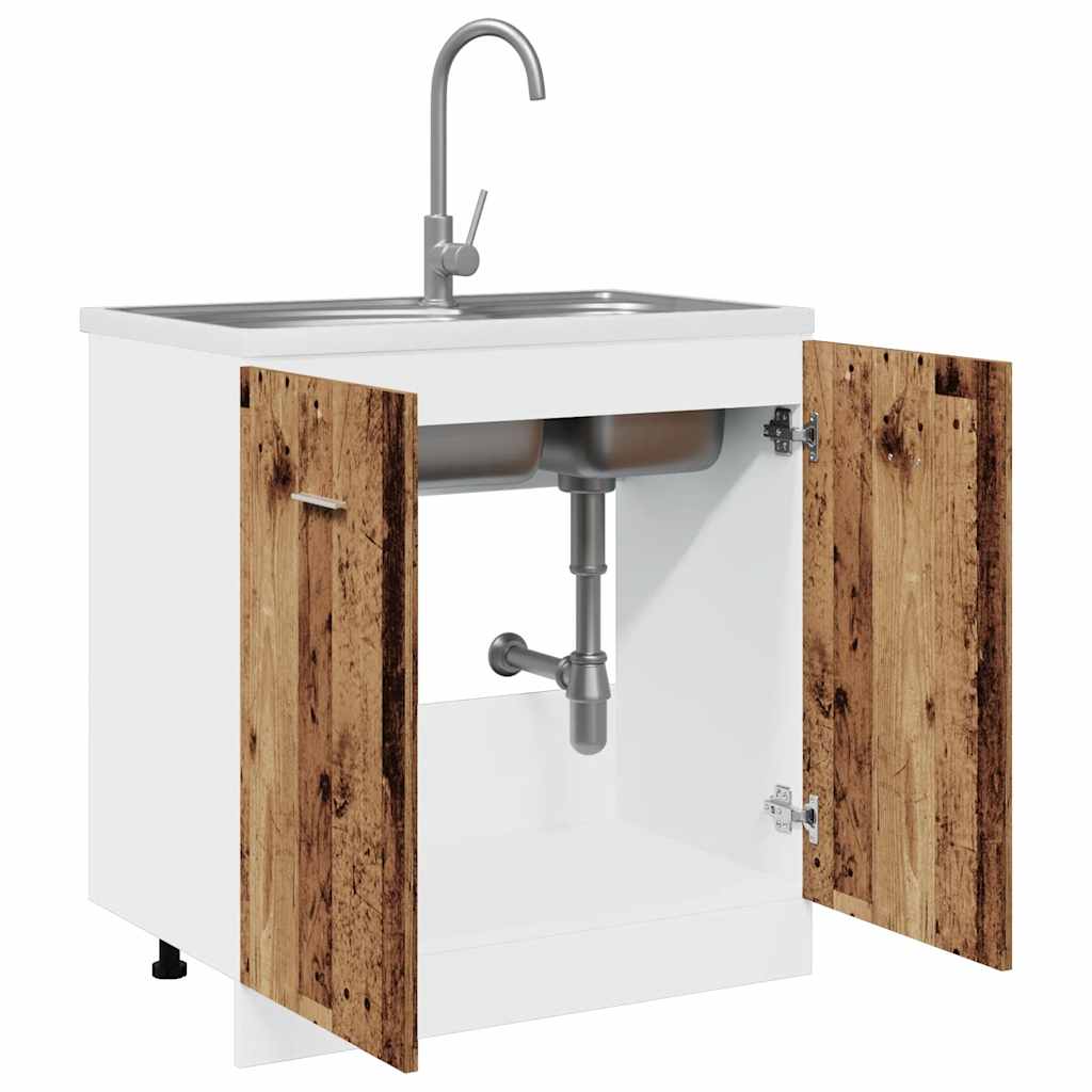 vidaXL Szafka pod zlew, "Lyon", stare drewno, 80x46x81,5 cm