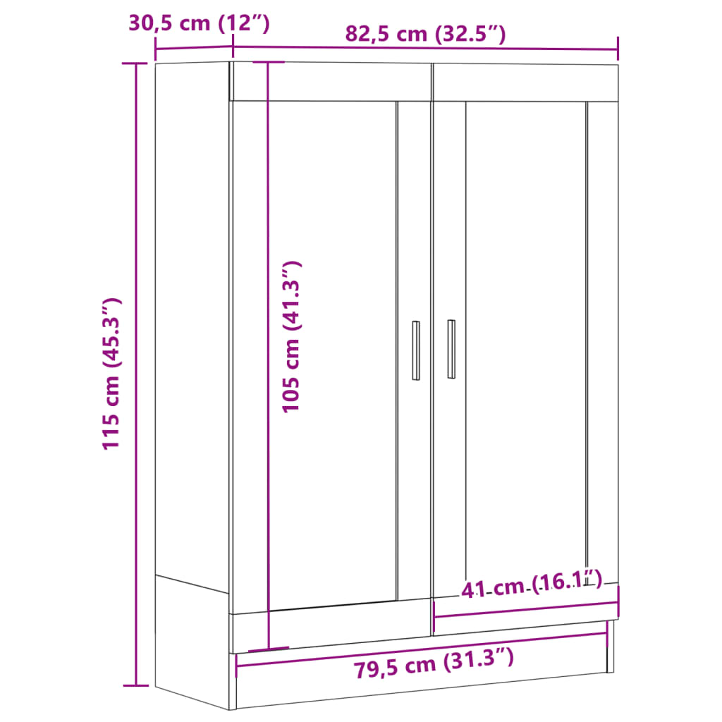 vidaXL Szafka na książki, stare drewno, 82,5x30,5x115 cm