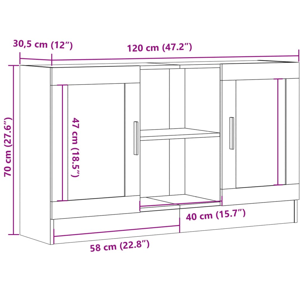 vidaXL Szafka, stare drewno, 120x30,5x70 cm, materiał drewnopochodny