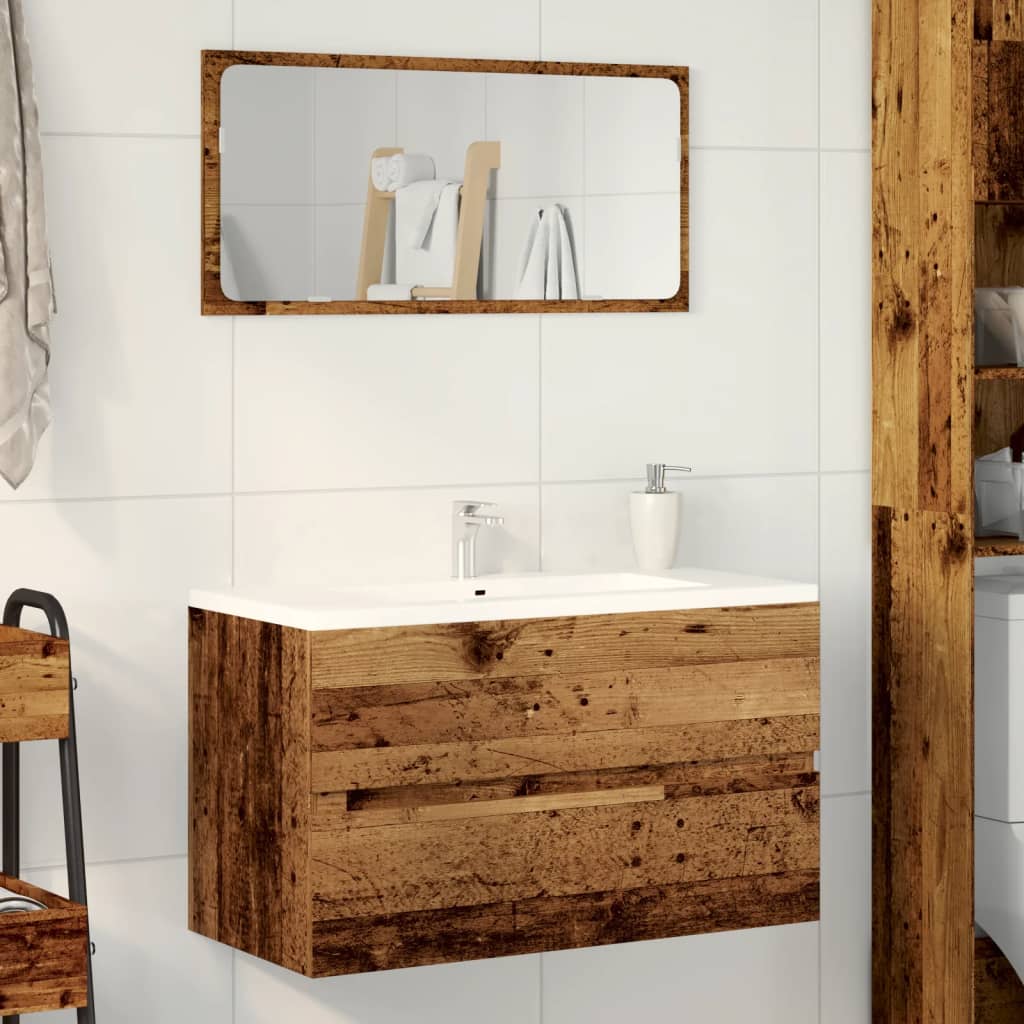 vidaXL Wisząca szafka łazienkowa, stare drewno, 80x38,5x45 cm