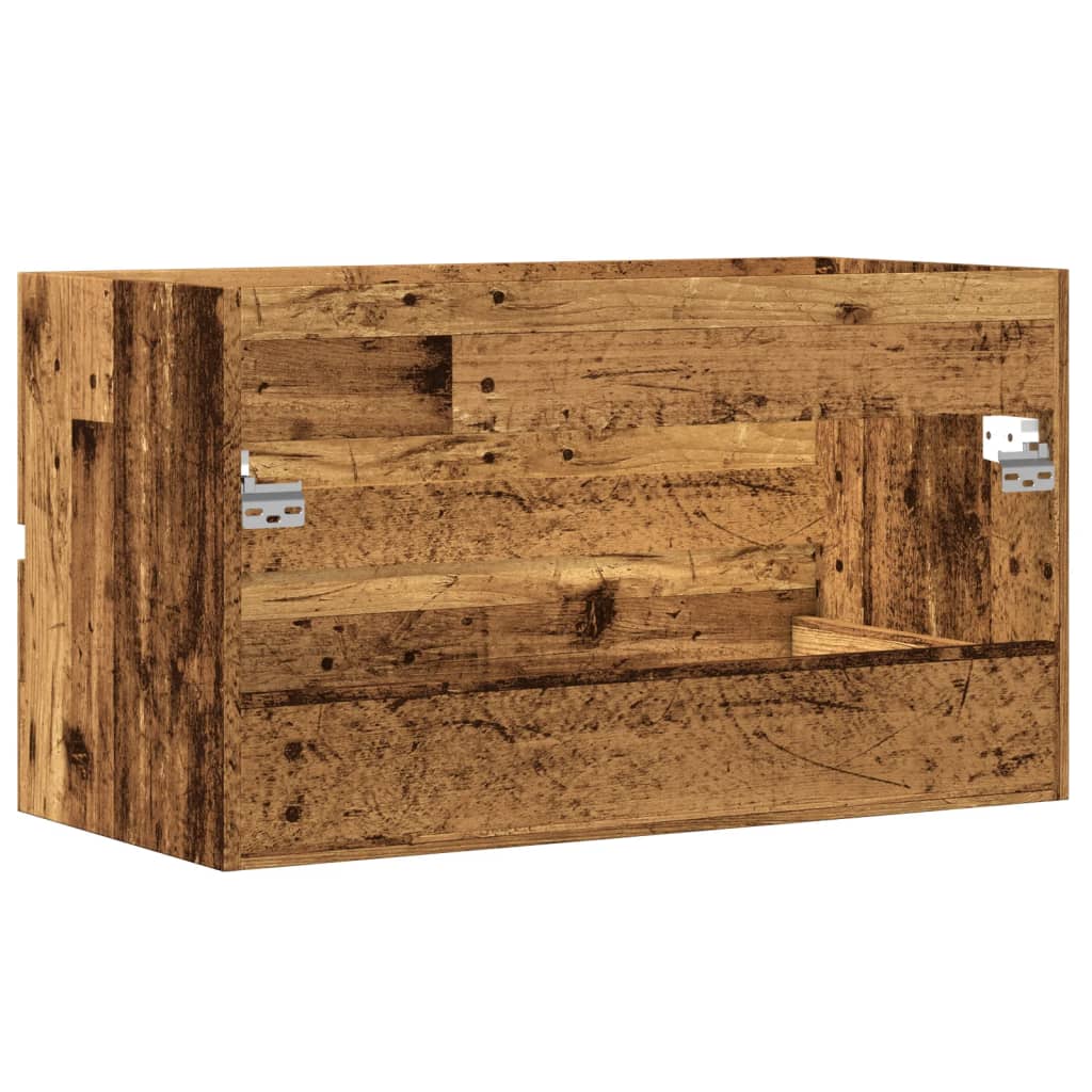 vidaXL Wisząca szafka łazienkowa, stare drewno, 80x38,5x45 cm