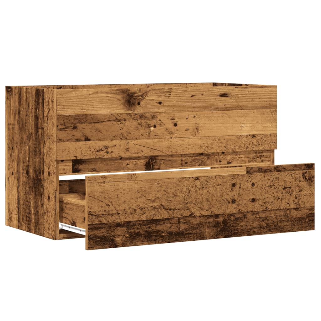 vidaXL Wisząca szafka łazienkowa, stare drewno, 80x38,5x45 cm