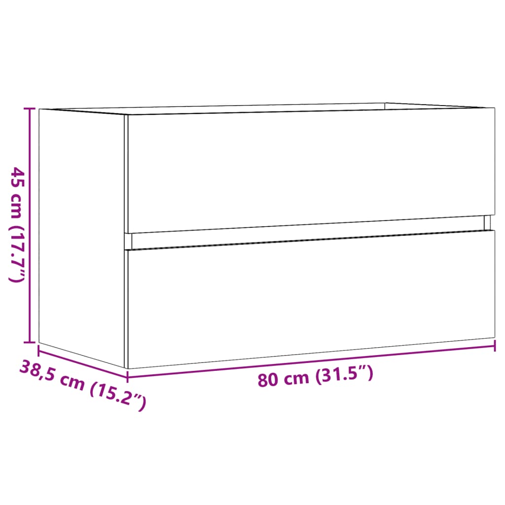 vidaXL Wisząca szafka łazienkowa, stare drewno, 80x38,5x45 cm