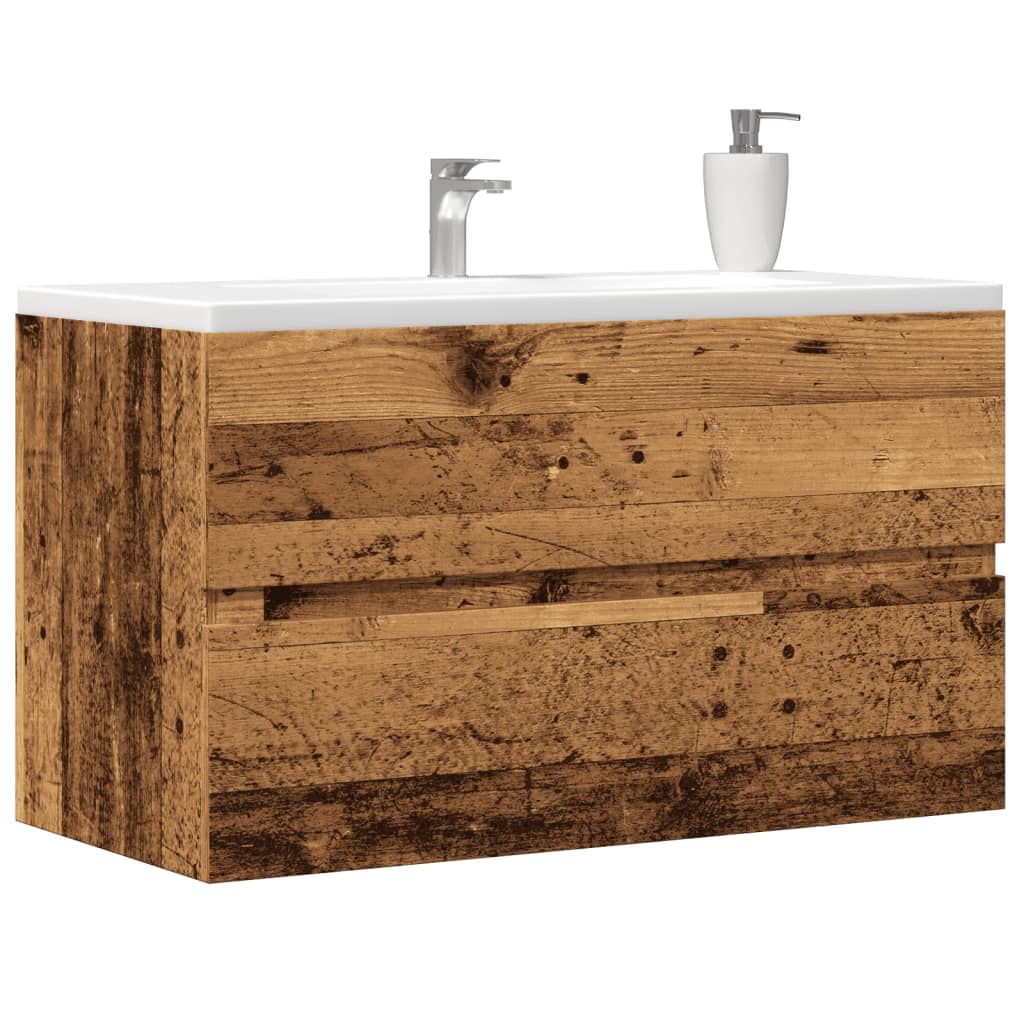 vidaXL Szafka pod umywalkę, stare drewno, 90x38,5x45 cm