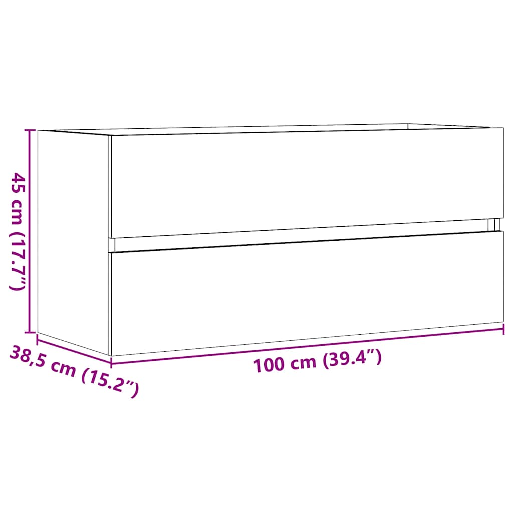 vidaXL Szafka pod umywalkę, stare drewno, 100x38,5x45 cm