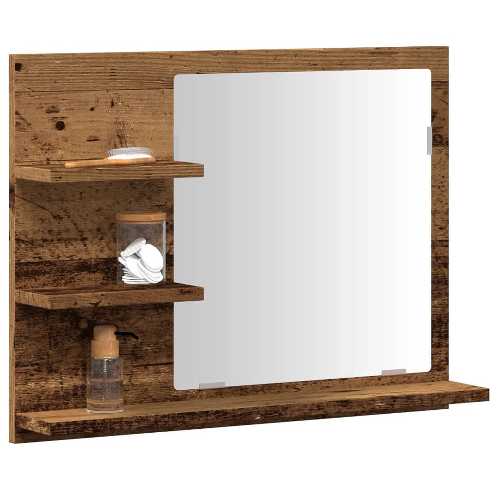 vidaXL Szafka łazienkowa z lustrem, stare drewno, 60x10,5x45 cm