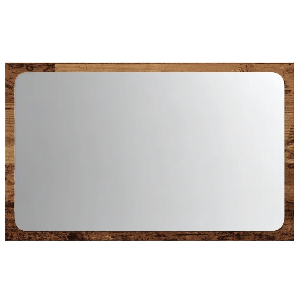 vidaXL Lustro łazienkowe z LED, stare drewno, 60x8,5x38 cm