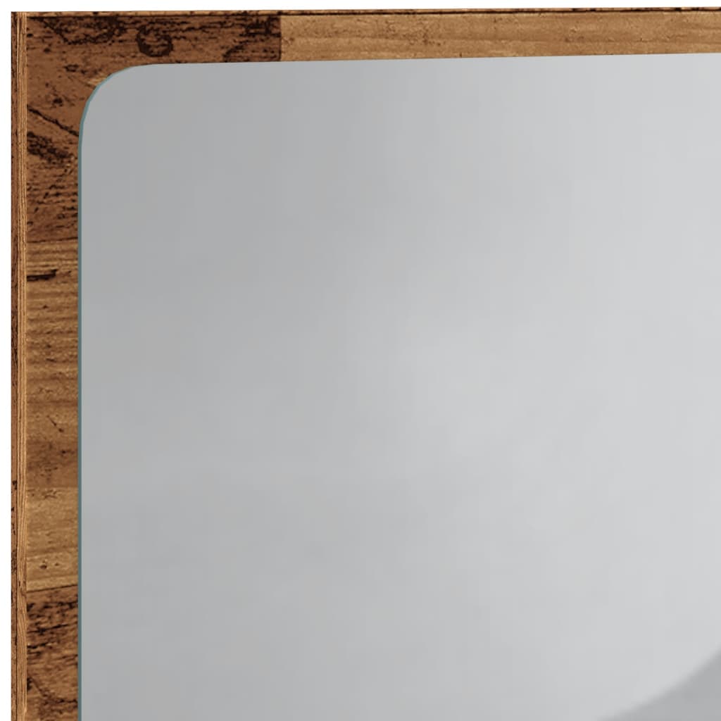 vidaXL Lustro łazienkowe z LED, stare drewno, 60x8,5x38 cm