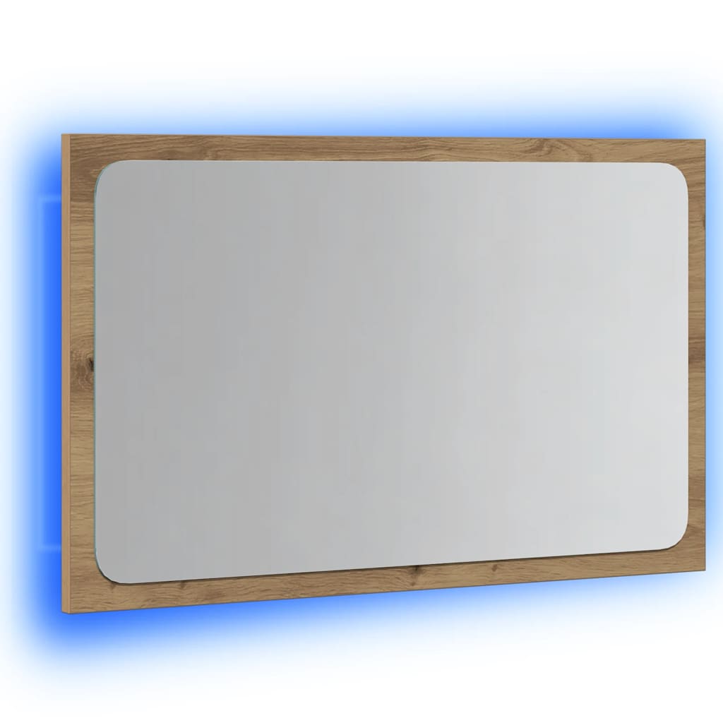 vidaXL Lustro łazienkowe z LED, dąb artisan, 60x8,5x38 cm