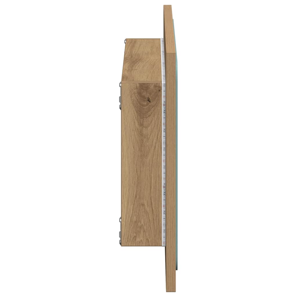 vidaXL Lustro łazienkowe z LED, dąb artisan, 60x8,5x38 cm