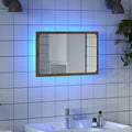 vidaXL Lustro łazienkowe z LED, dąb artisan, 60x8,5x38 cm