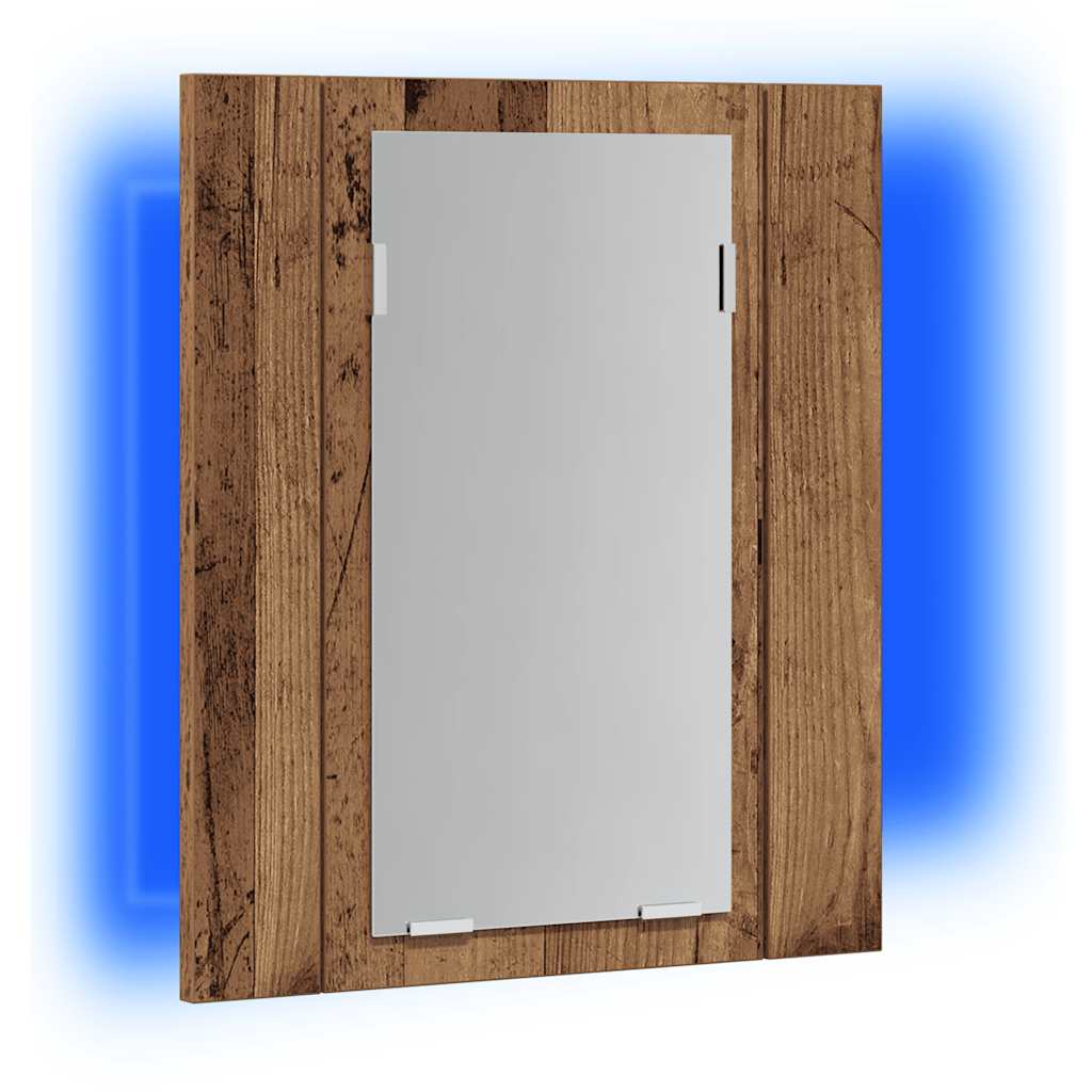 vidaXL Szafka łazienkowa z lustrem i LED, stare drewno, 40x12x45 cm