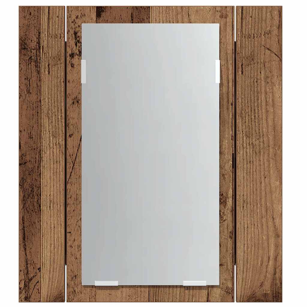 vidaXL Szafka łazienkowa z lustrem i LED, stare drewno, 40x12x45 cm