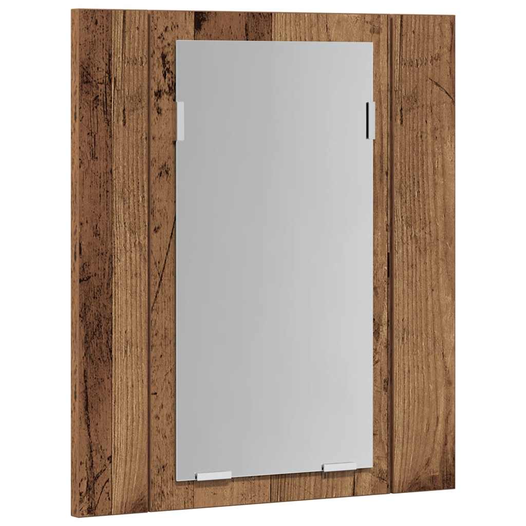 vidaXL Szafka łazienkowa z lustrem i LED, stare drewno, 40x12x45 cm