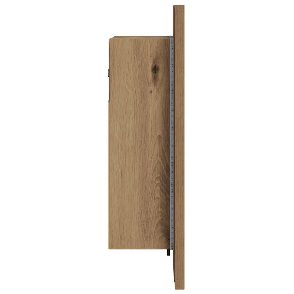 vidaXL Szafka łazienkowa z lustrem i LED, dąb artisan, 40x12x45 cm