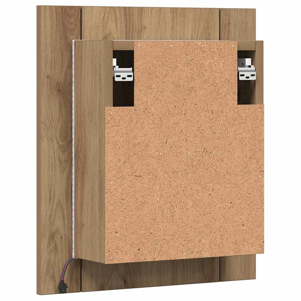 vidaXL Szafka łazienkowa z lustrem i LED, dąb artisan, 40x12x45 cm
