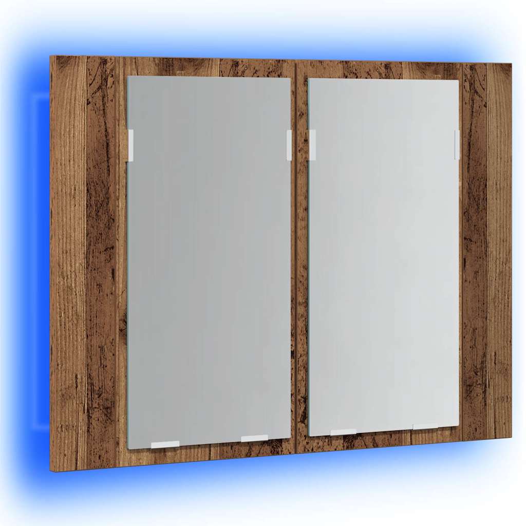 vidaXL Szafka łazienkowa z lustrem, stare drewno, 60x12x45 cm