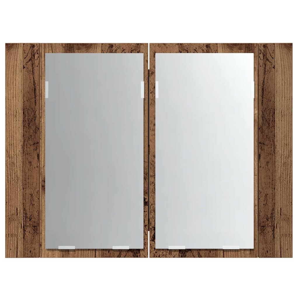 vidaXL Szafka łazienkowa z lustrem, stare drewno, 60x12x45 cm