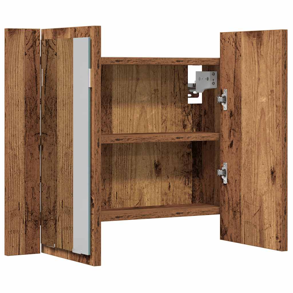 vidaXL Szafka łazienkowa z lustrem, stare drewno, 60x12x45 cm